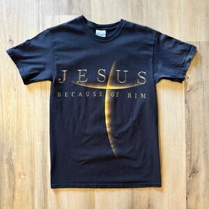 Vintage Jesus Because Of Him Heaven Knows My Name Black Shirt Size S 2nd Timothy